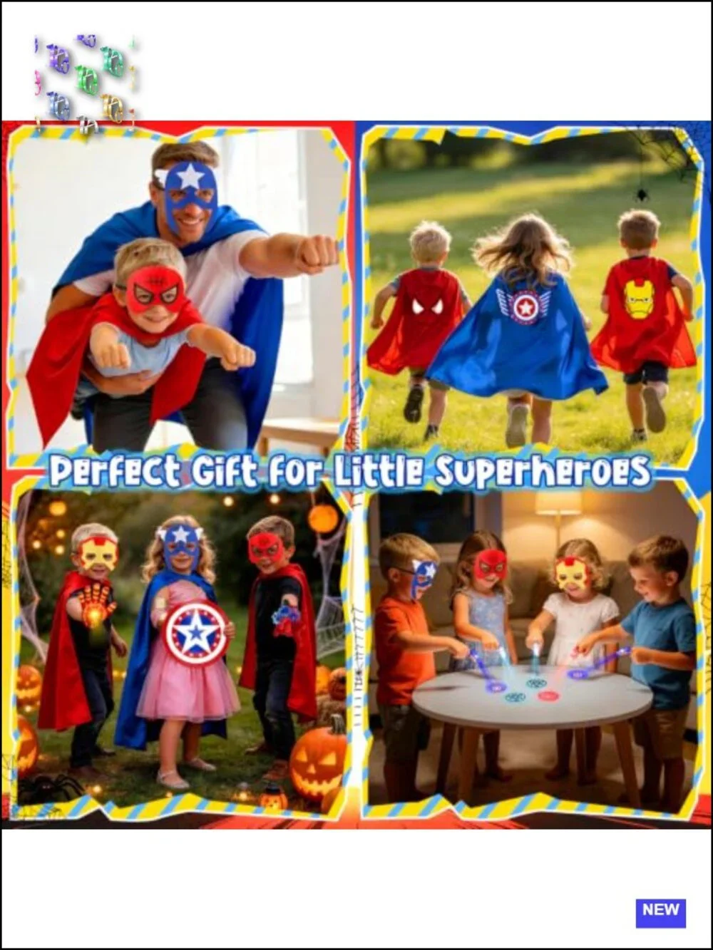 Superhero Cape Costume Set with Masks and Lights for Kids Ages 3-12